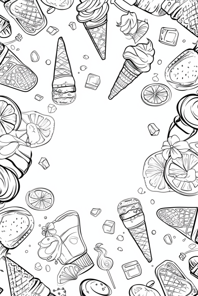 冰淇淋雪糕平铺插画底图