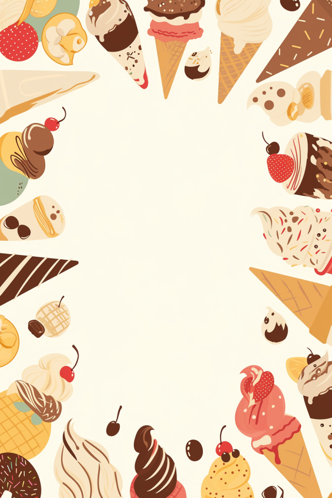 盛夏冰淇淋平铺插画底图