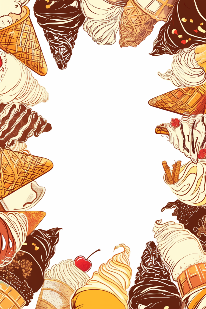 盛夏冰淇淋平铺插画底图