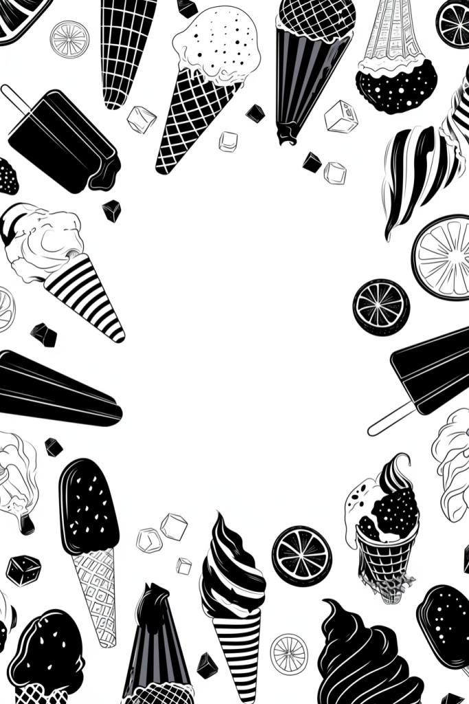 盛夏冰淇淋平铺插画底图