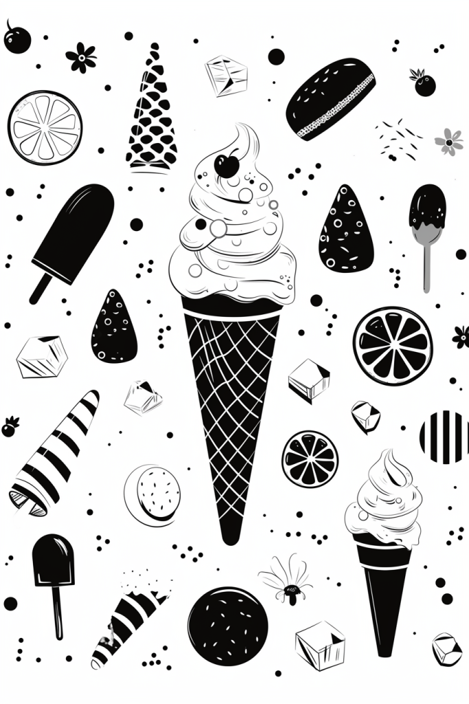 冰爽冰淇淋平铺插画底图