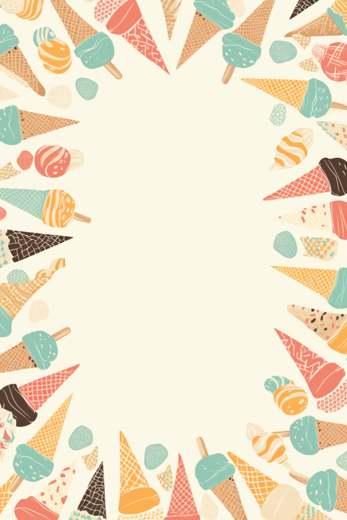 缤纷冰淇淋平铺插画底图