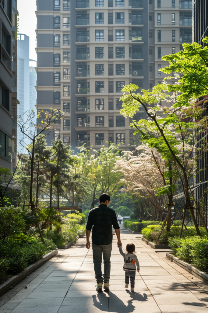 城市公园亲子漫步