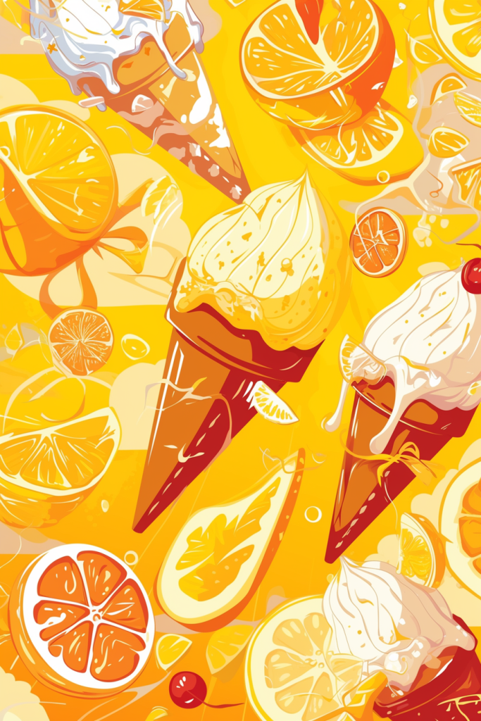 缤纷冰淇淋平铺插画底图