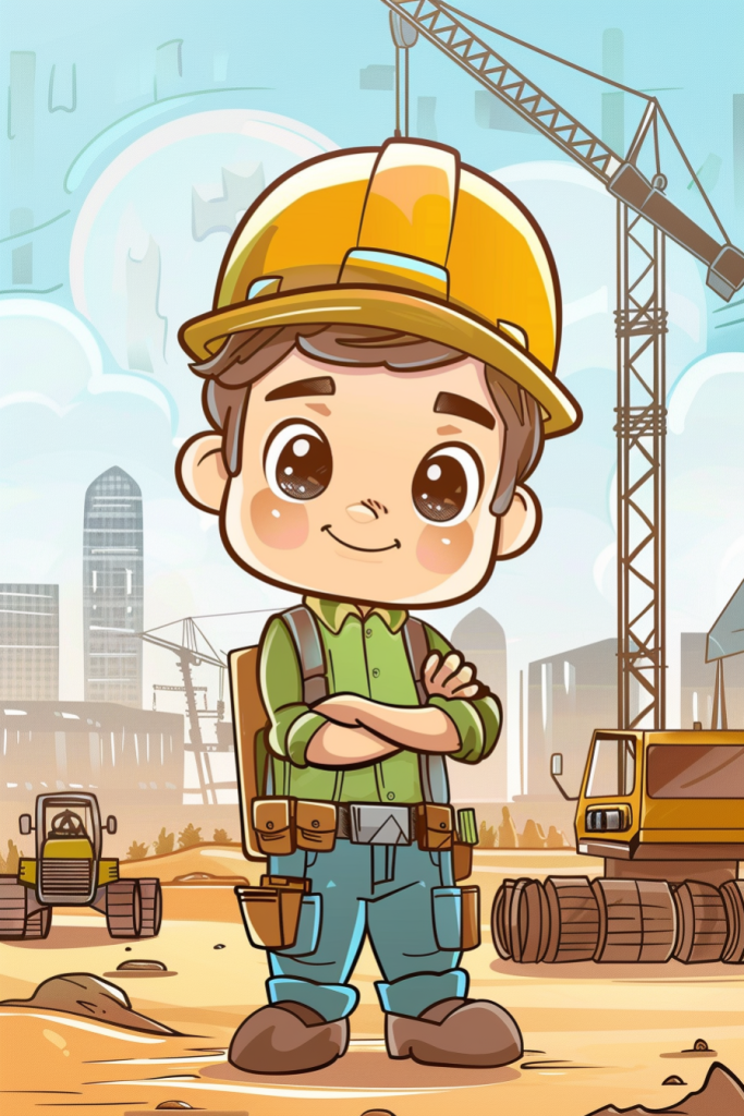 工地建设工人人物插画