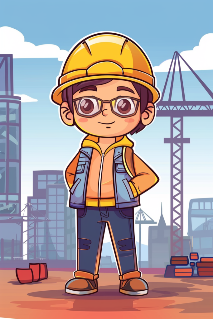 建筑施工工人人物插画