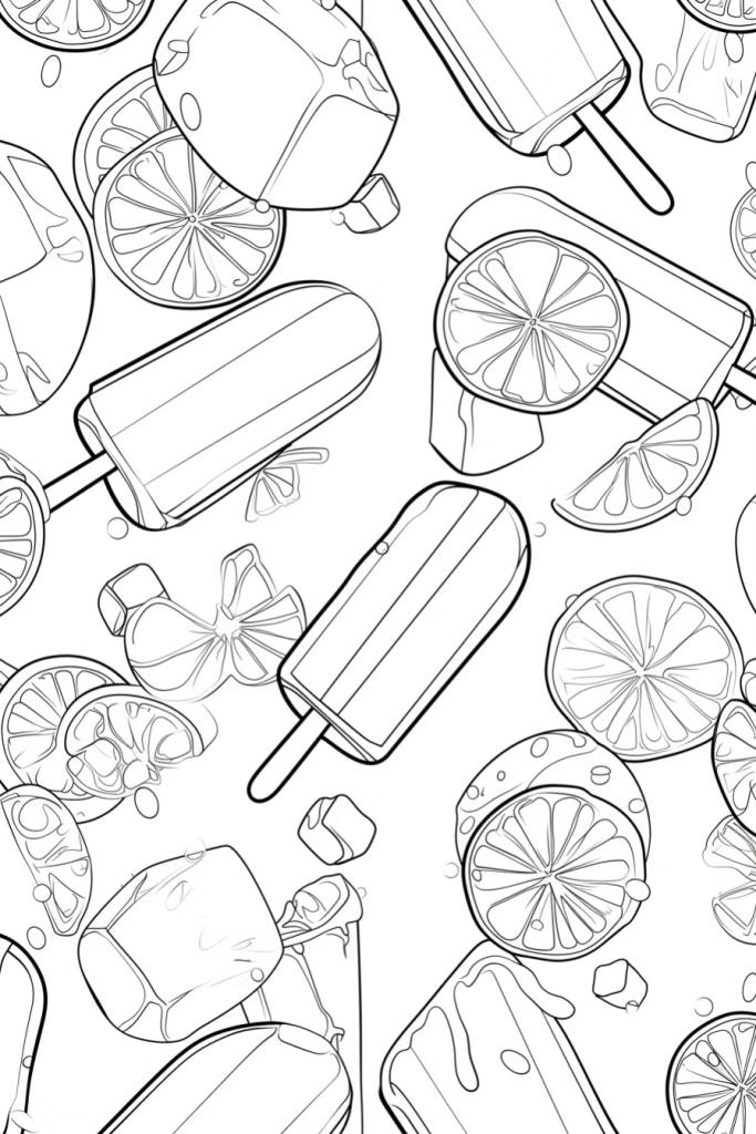 线描柠檬背景图插画