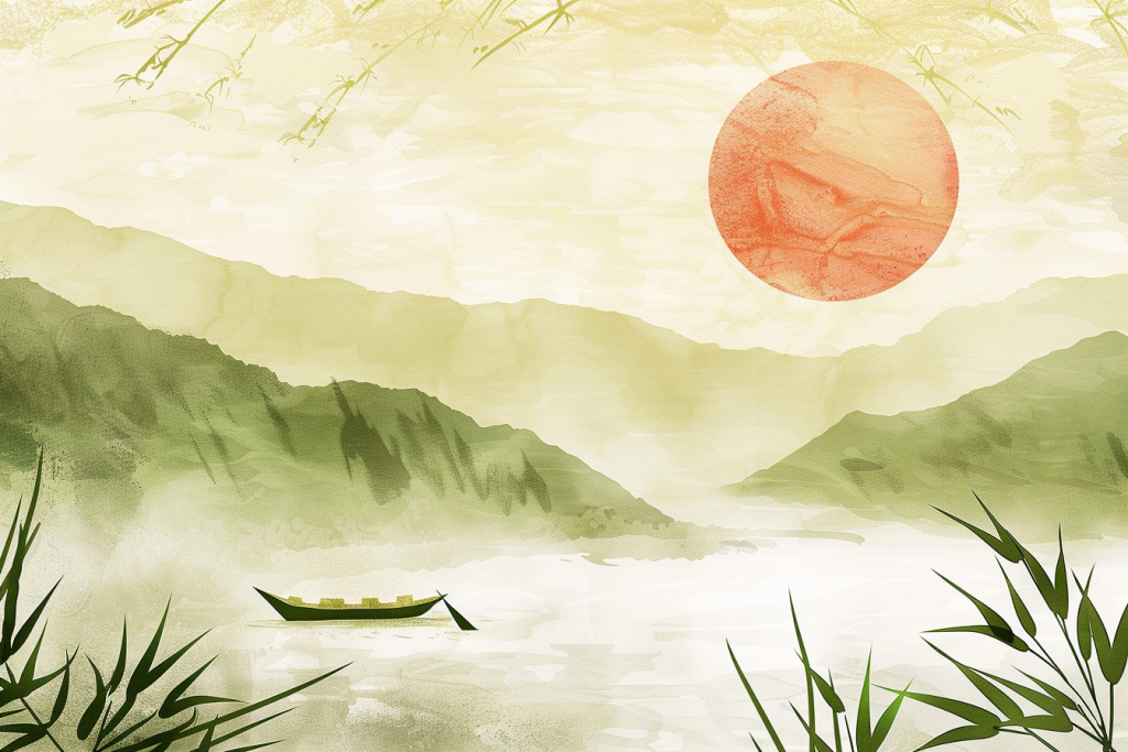 端午氛围山水画节日插画