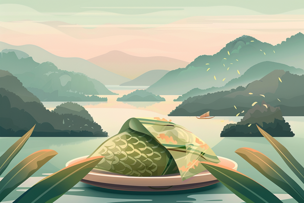 端午氛围山水画节日插画