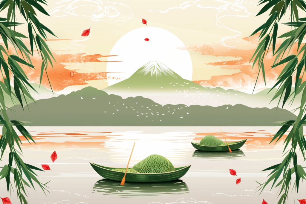 端午氛围山水画节日插画