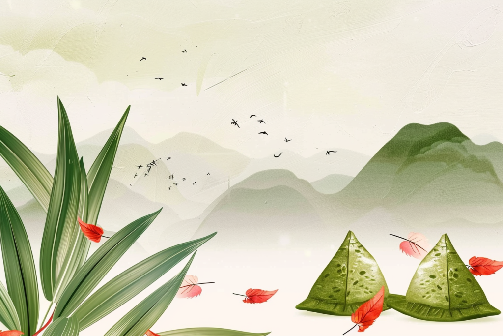 东方端午意境节日插画背景