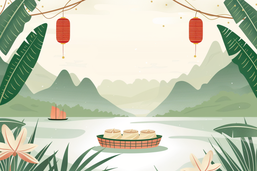 端午场景节日插画背景