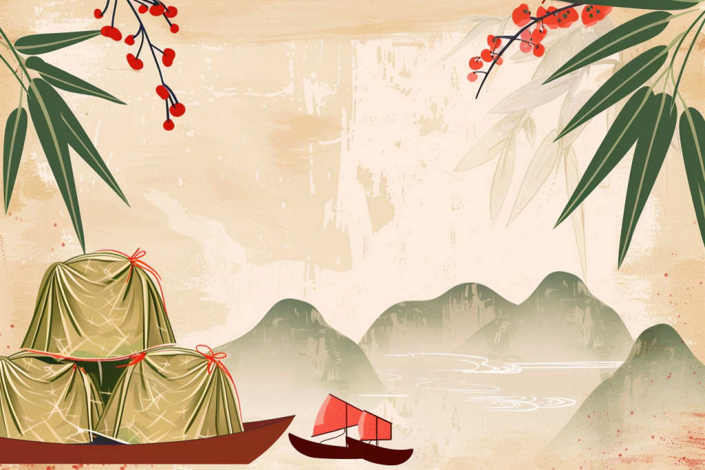 端午场景节日插画背景