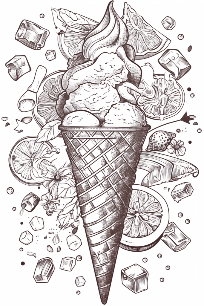 水果蛋筒插画设计图案