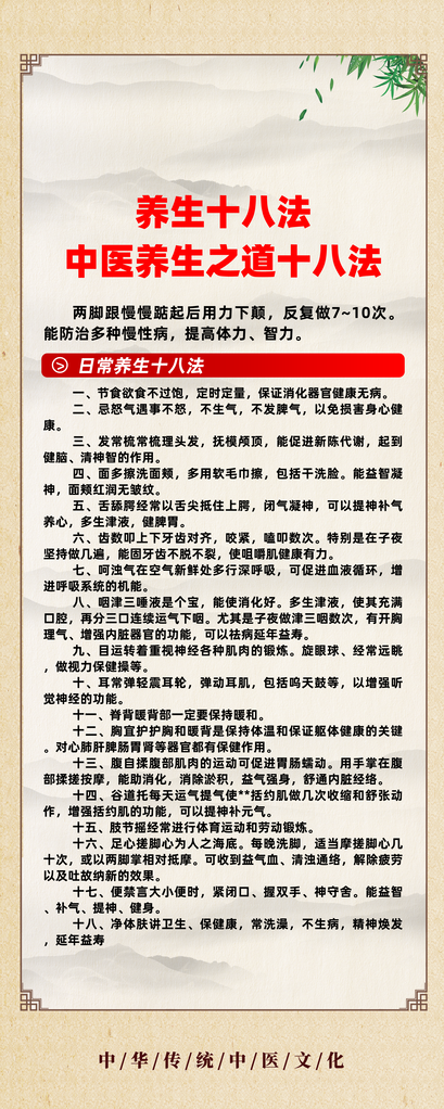 中医文化养生十八法海报