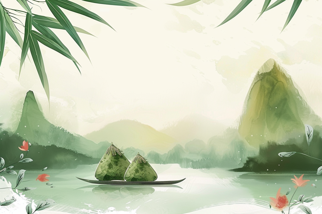 竹筏山水风景画