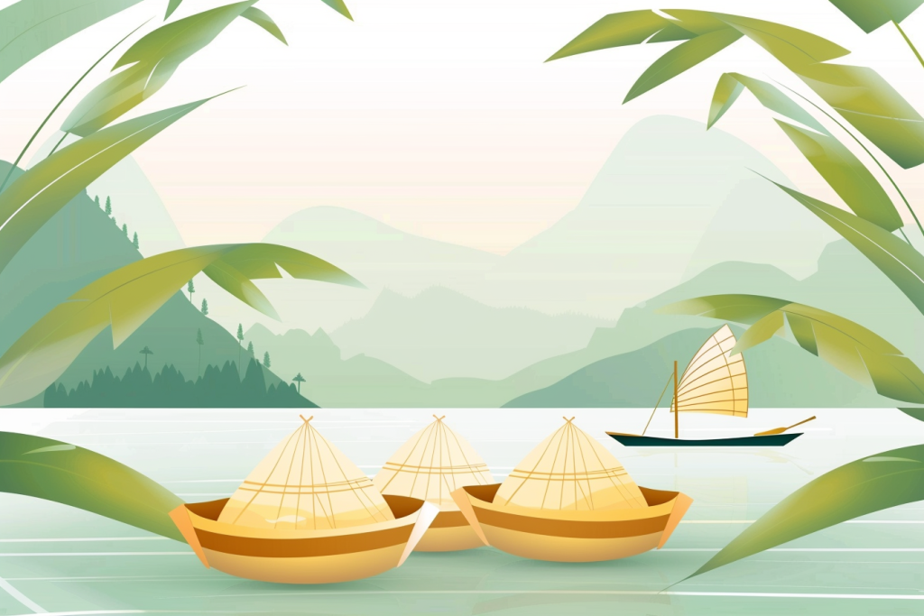 竹林间小舟荡漾