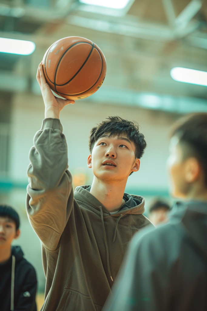 篮球少年投篮瞬间