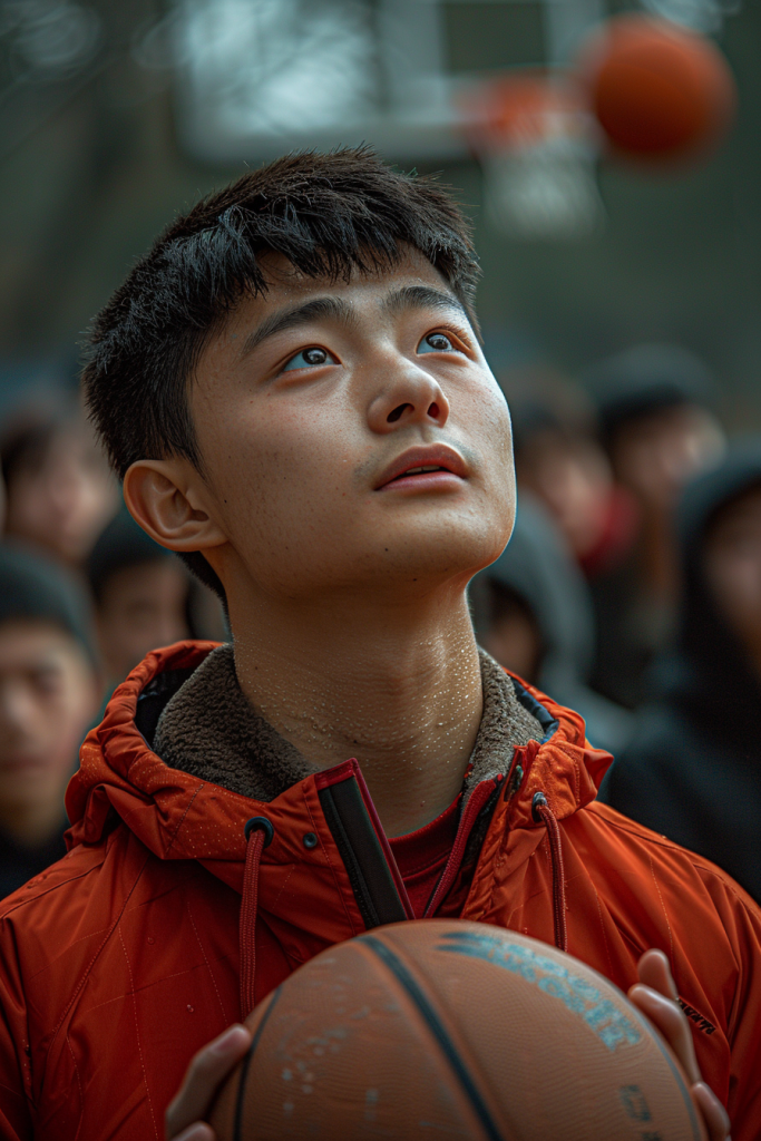 篮球少年投篮瞬间