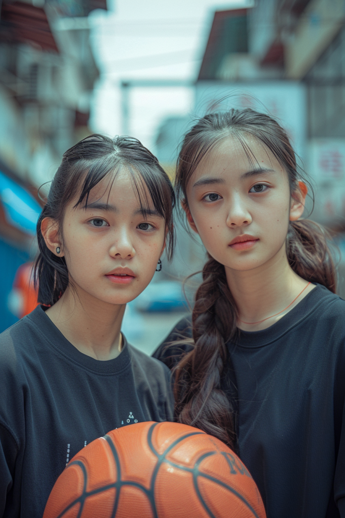 青春篮球少女合影