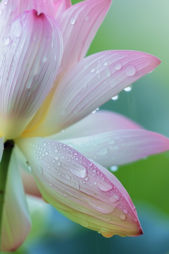 雨滴荷花特写摄影图