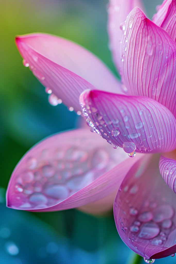 莲花雨珠特写摄影图