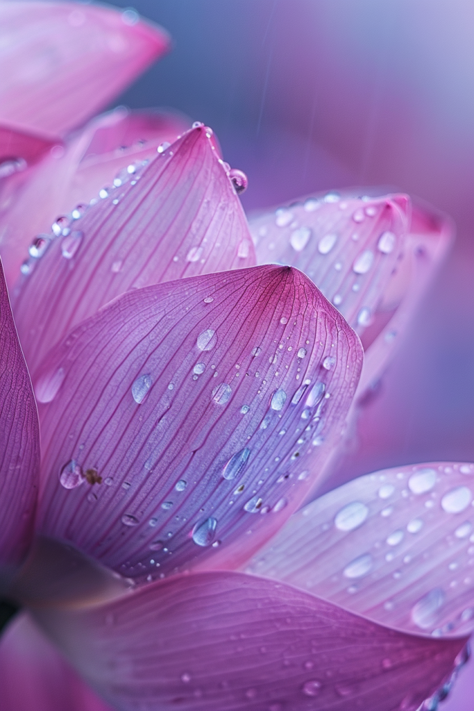 莲花雨珠特写摄影图
