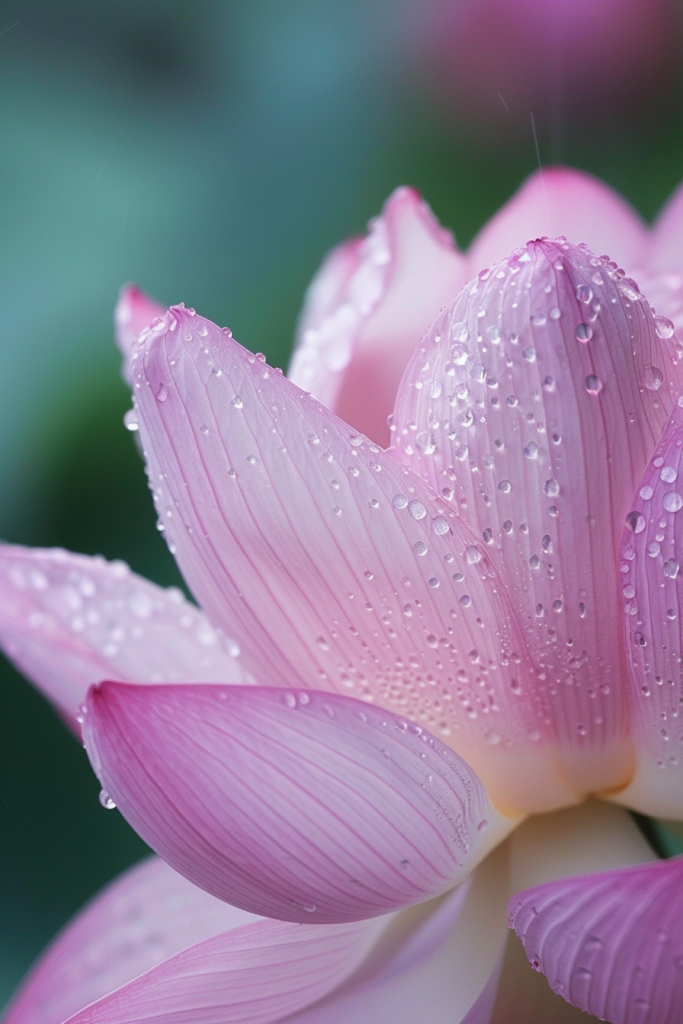 莲花雨珠特写摄影图