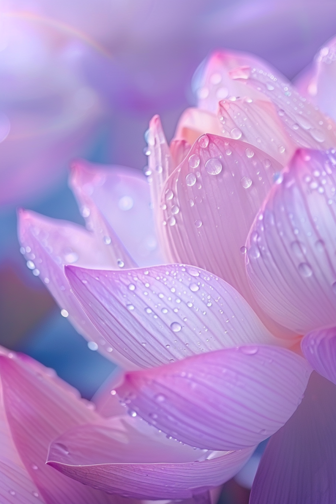 莲花雨珠特写摄影图