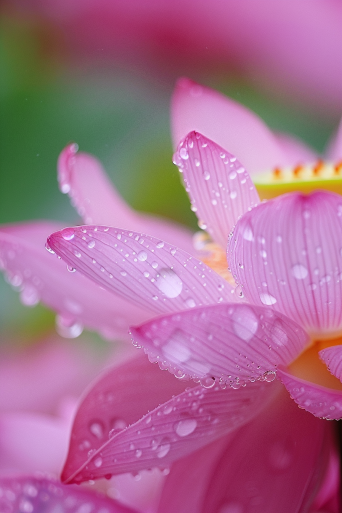 莲花雨珠特写摄影图