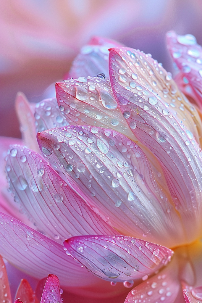 莲花雨珠特写摄影图