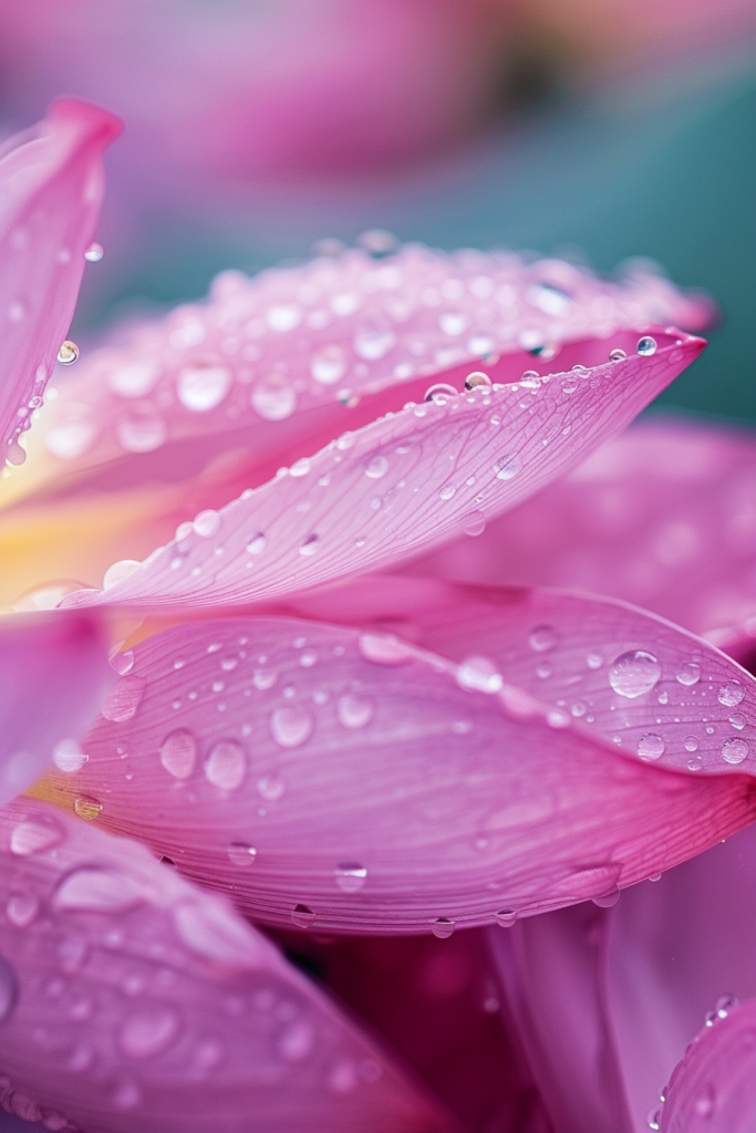 莲花花瓣水珠特写摄影图