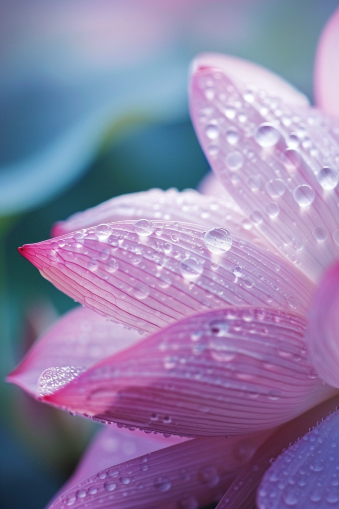 莲花花瓣水珠特写摄影图