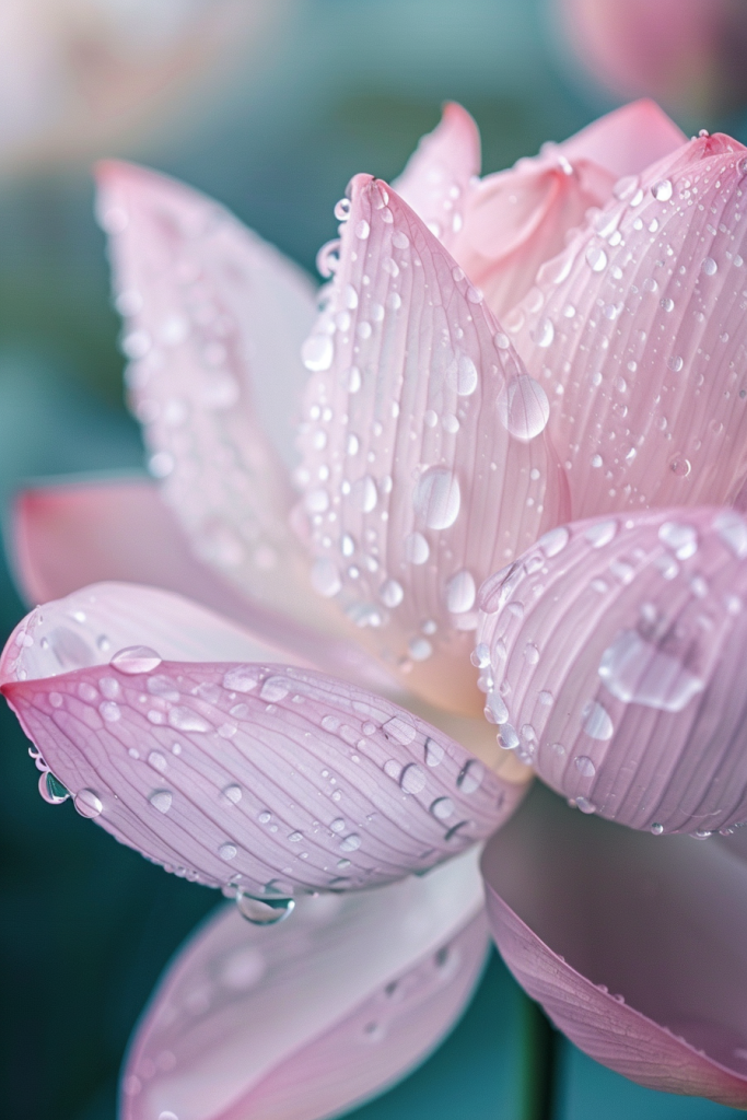 莲花花瓣水珠特写摄影图