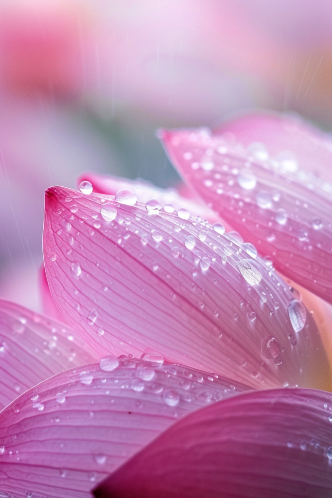 莲花花瓣水珠特写摄影图