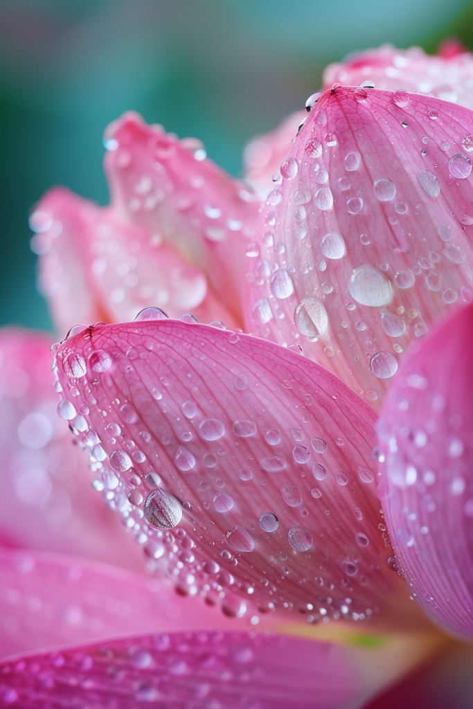 莲花花瓣水珠特写摄影图
