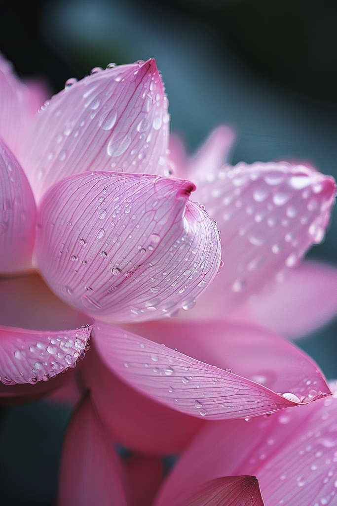 莲花花瓣水珠特写摄影图