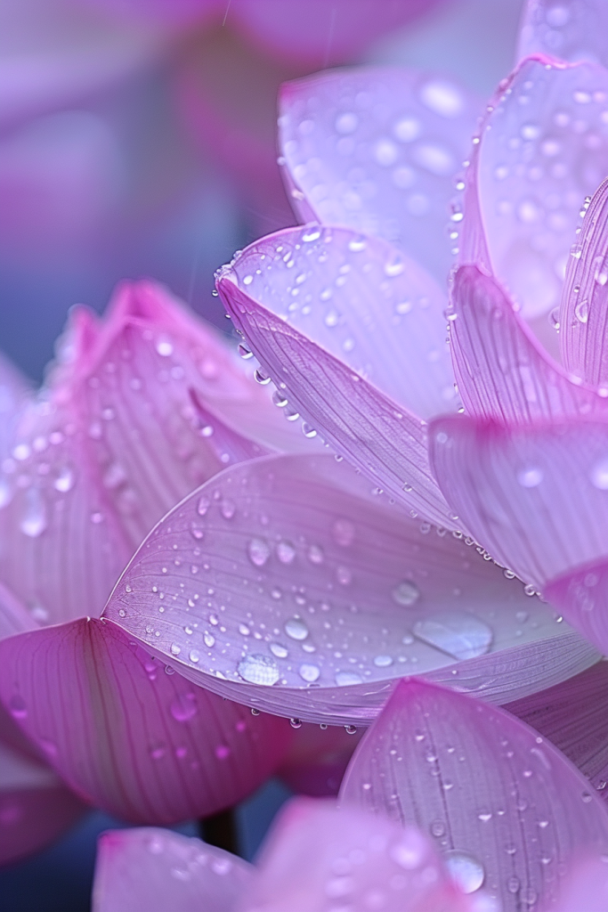 莲花花瓣水珠特写摄影图