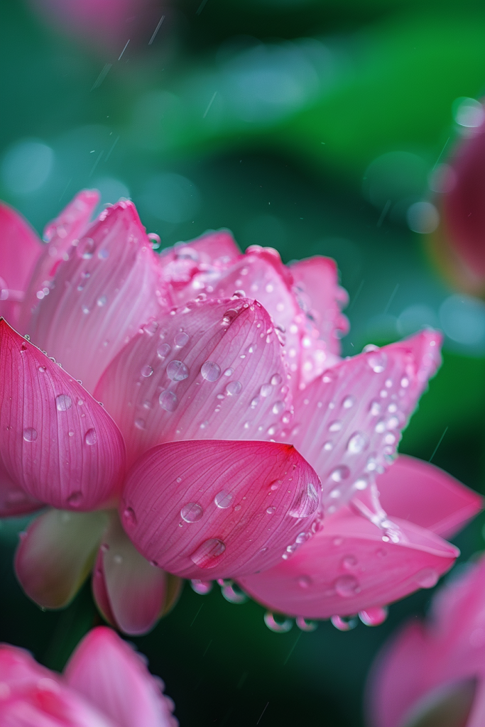 莲花水滴特写摄影图