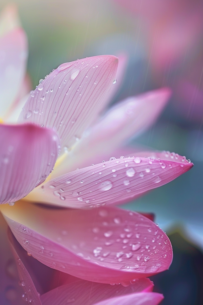 莲花水滴特写摄影图