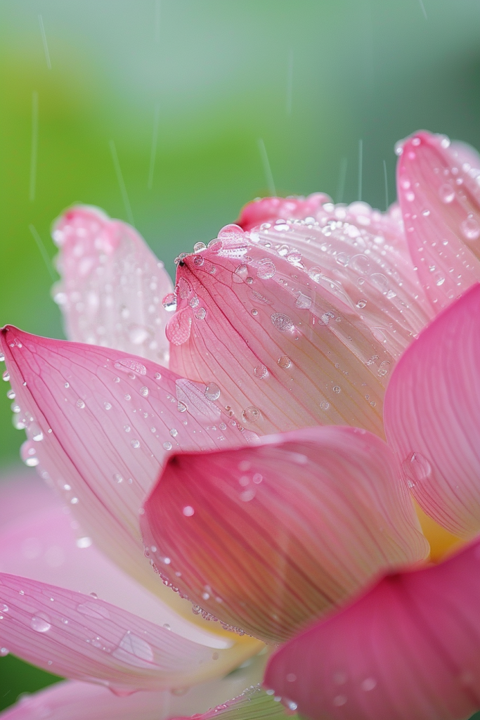 雨中荷花特写摄影图