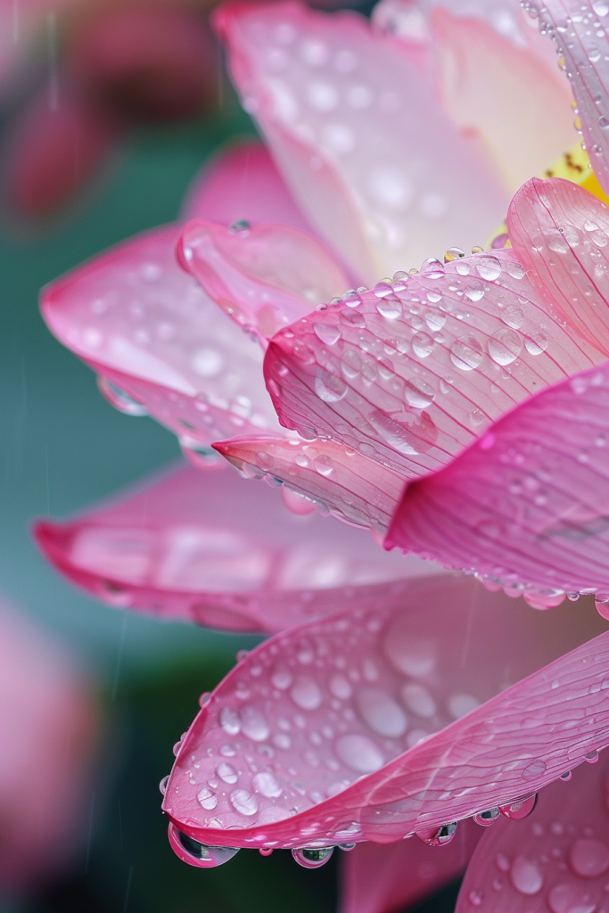 雨中荷花特写摄影图