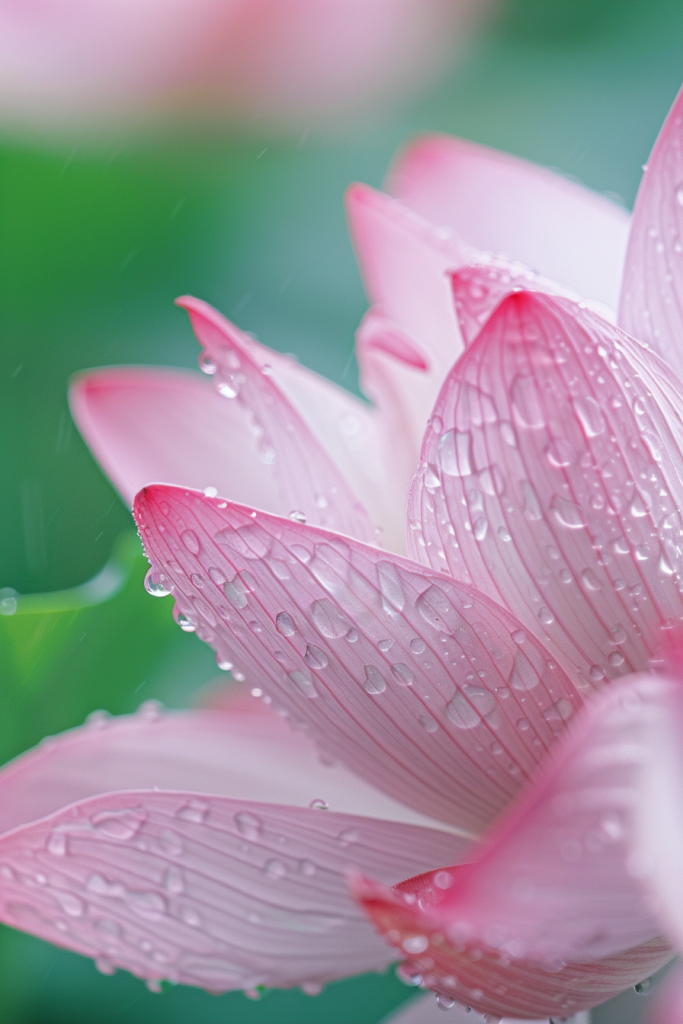 雨中荷花特写摄影图