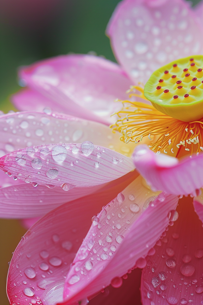 雨中荷花特写摄影图