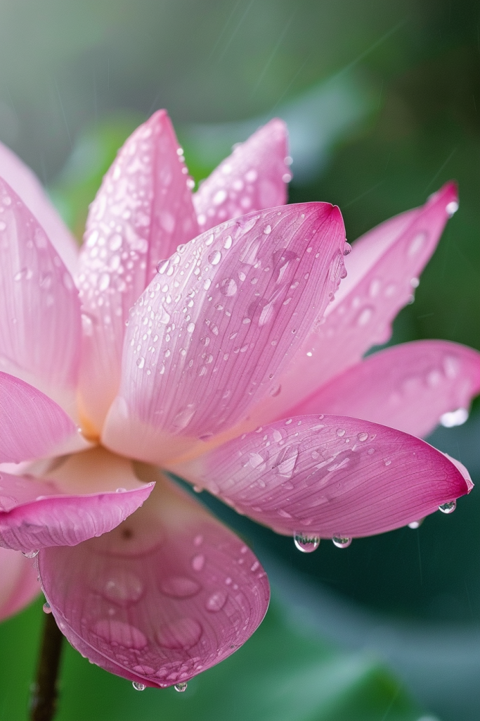 雨中荷花特写摄影图