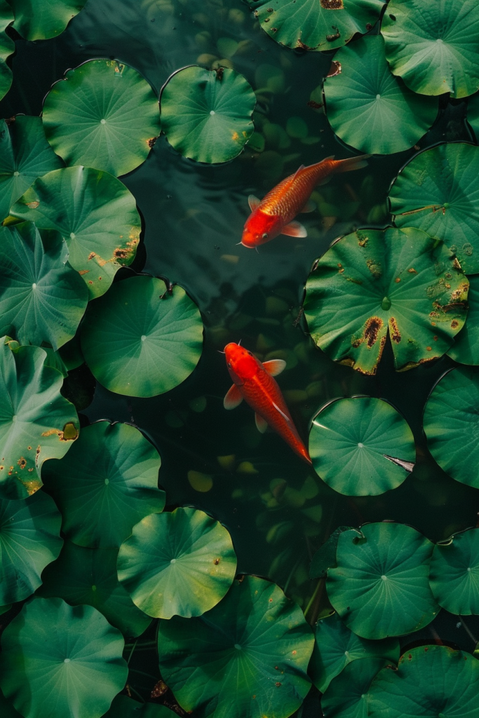 两尾水中锦鲤摄影图