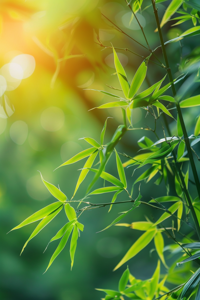 春天竹叶植物摄影图