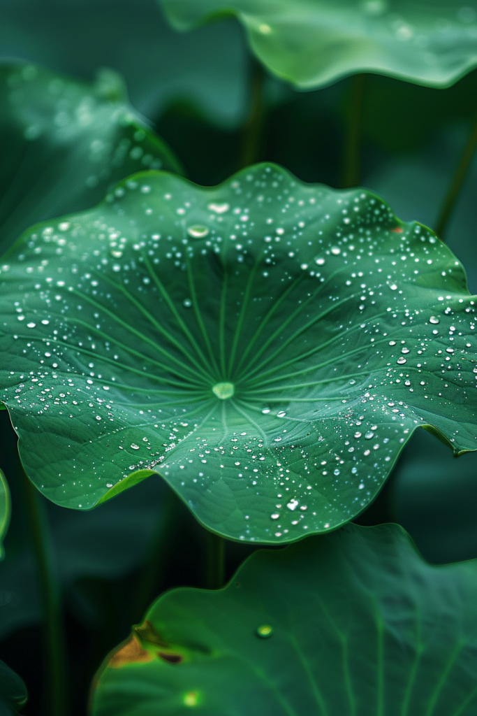 一池水珠荷叶摄影图片