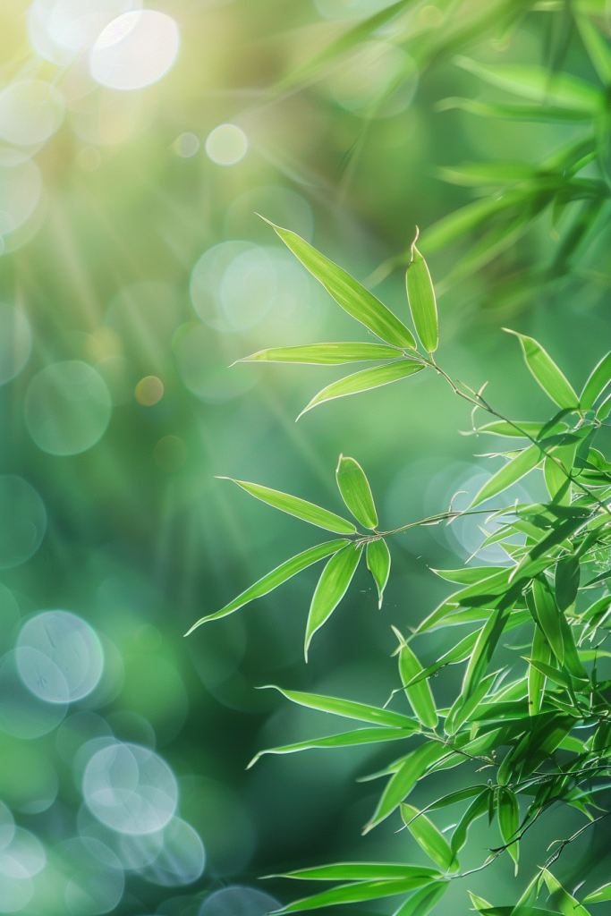 浅绿竹叶植物摄影图