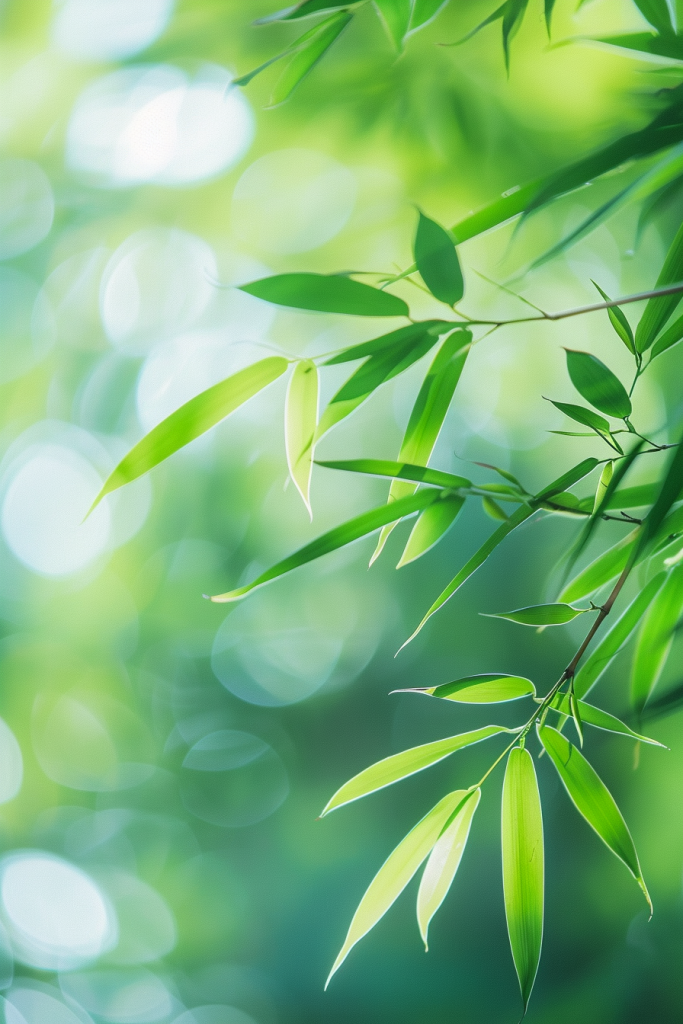浅绿竹叶植物摄影图